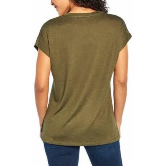 Orvis Knit Shirt Tunic T Shirt Top V Neck High Low Womens Green Size X Small - Picture 3 of 11